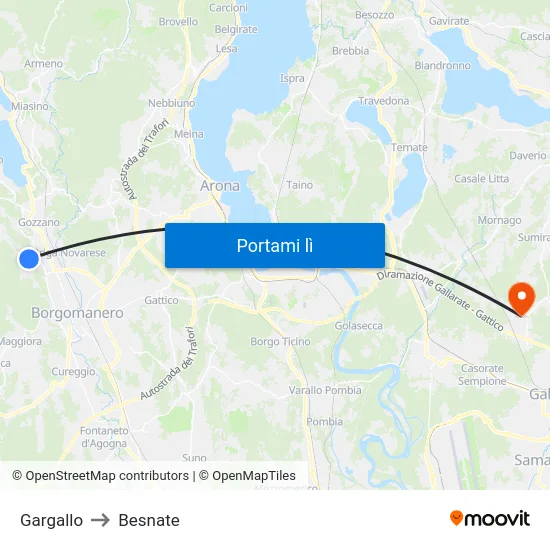 Gargallo to Besnate map