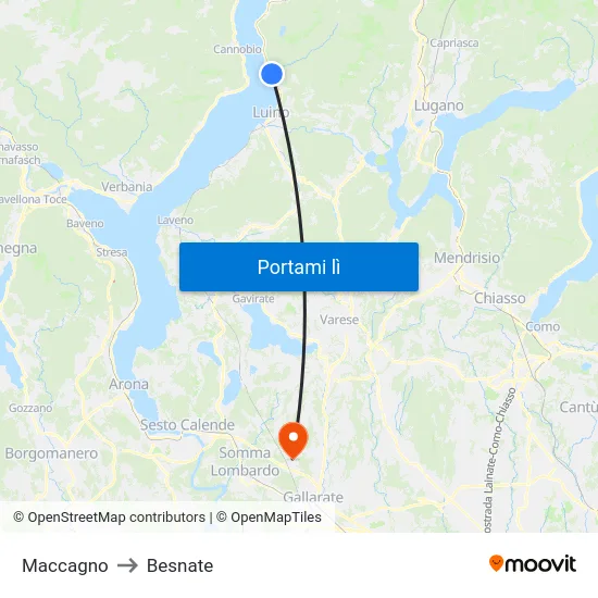 Maccagno to Besnate map