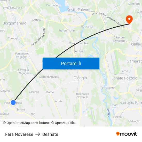 Fara Novarese to Besnate map
