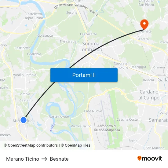 Marano Ticino to Besnate map