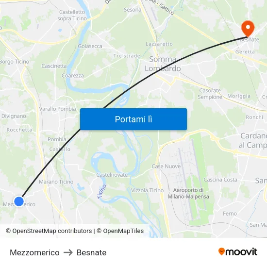 Mezzomerico to Besnate map