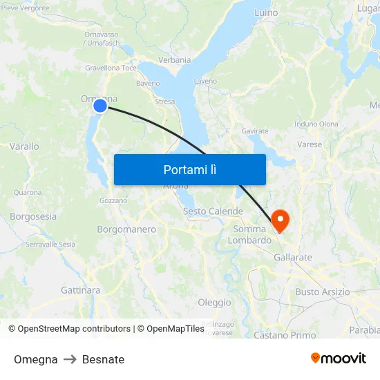 Omegna to Besnate map