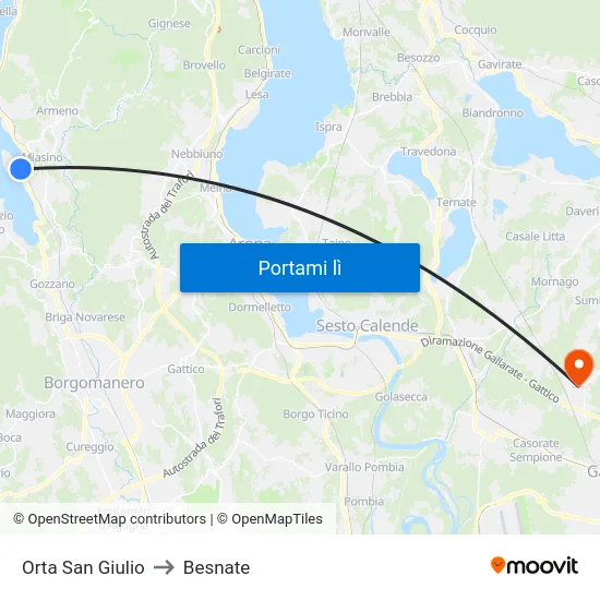 Orta San Giulio to Besnate map