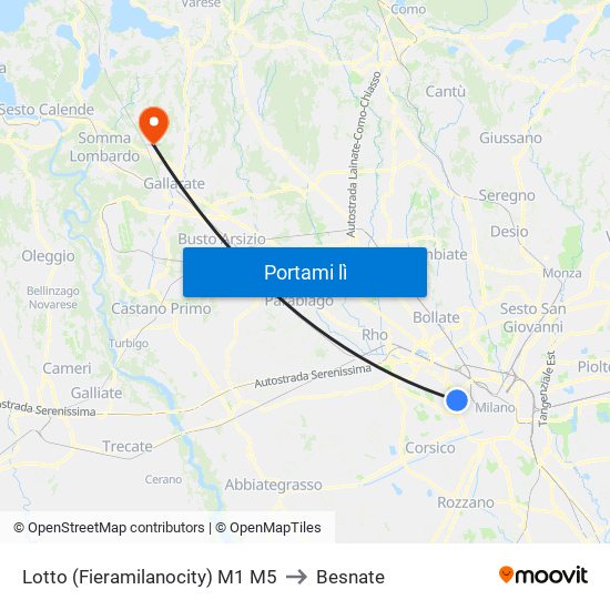 Lotto (Fieramilanocity) M1 M5 to Besnate map