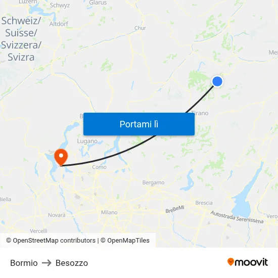 Bormio to Besozzo map