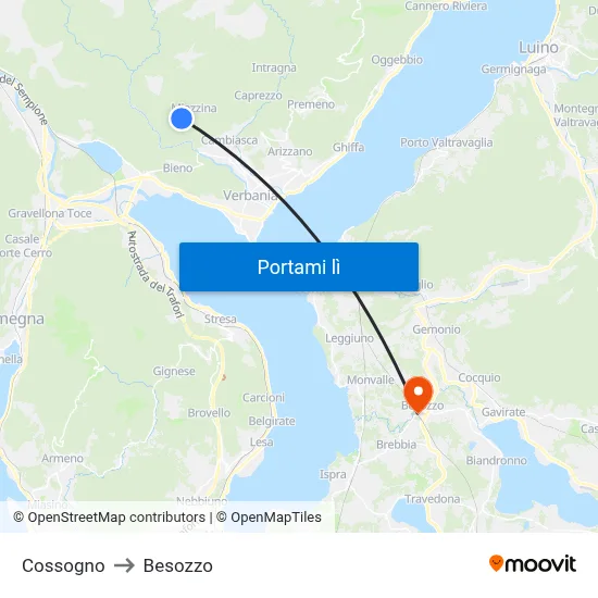 Cossogno to Besozzo map