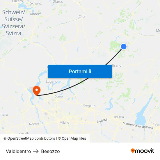Valdidentro to Besozzo map
