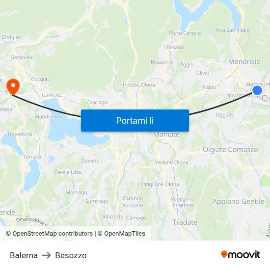 Balerna to Besozzo map