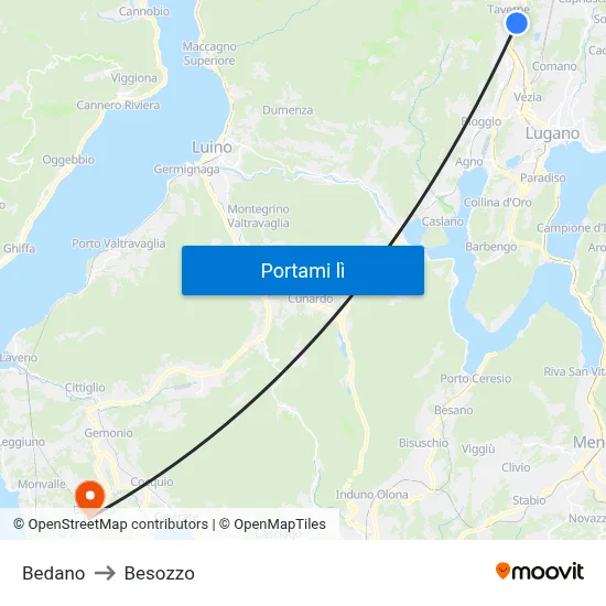 Bedano to Besozzo map