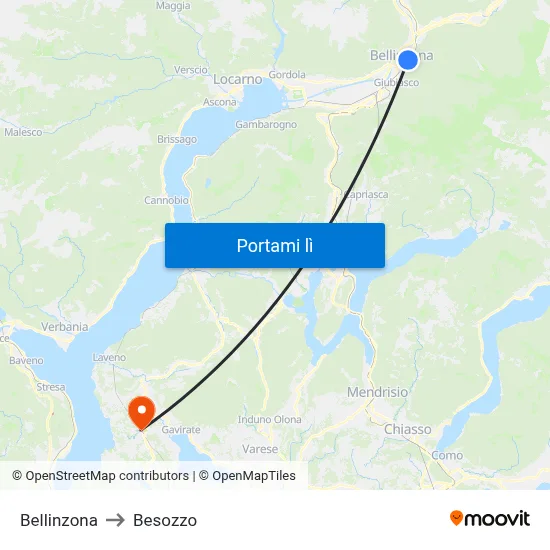 Bellinzona to Besozzo map