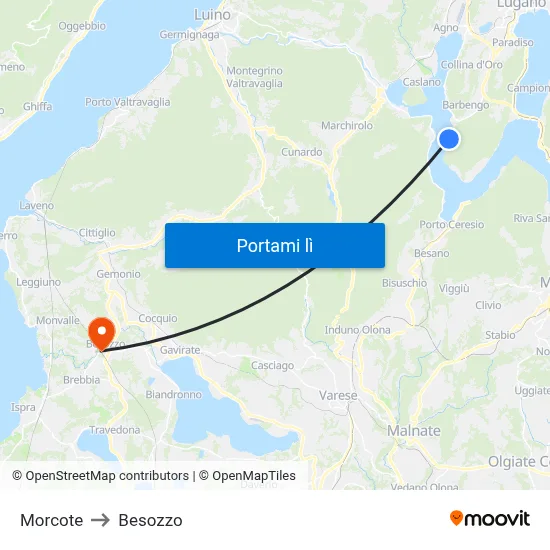 Morcote to Besozzo map