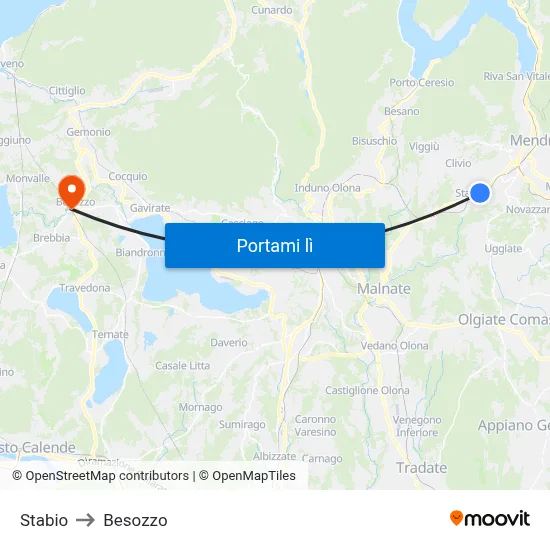 Stabio to Besozzo map