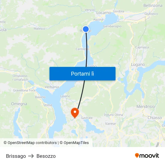 Brissago to Besozzo map