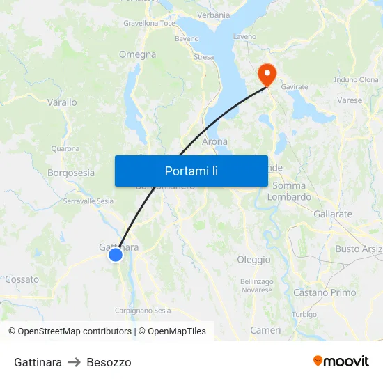 Gattinara to Besozzo map