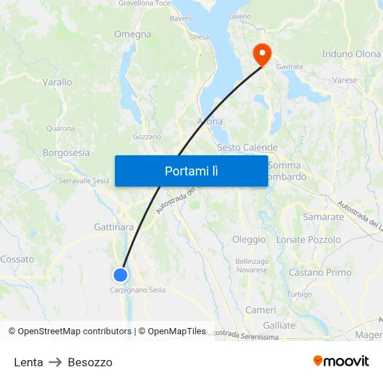 Lenta to Besozzo map