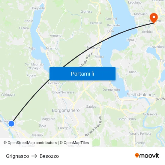 Grignasco to Besozzo map