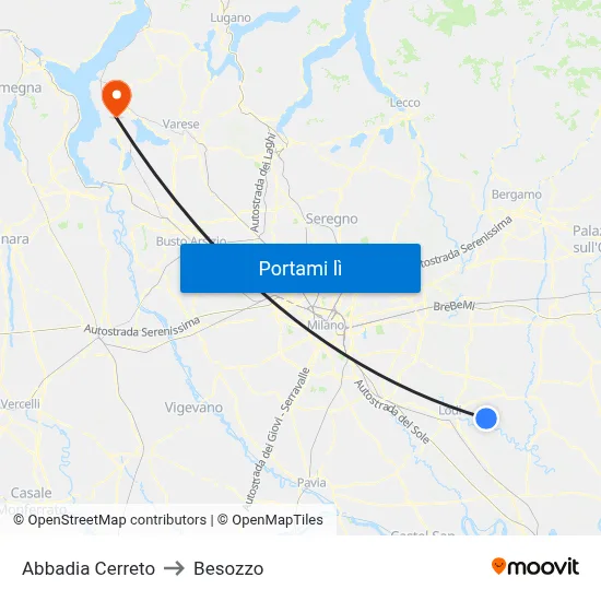 Abbadia Cerreto to Besozzo map