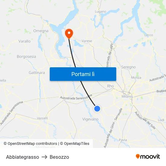 Abbiategrasso to Besozzo map