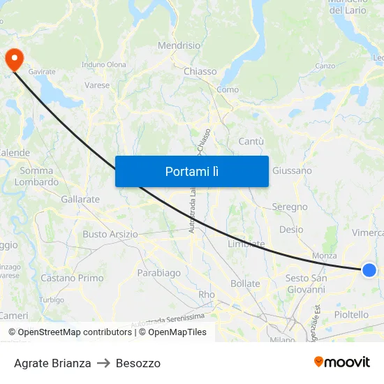 Agrate Brianza to Besozzo map