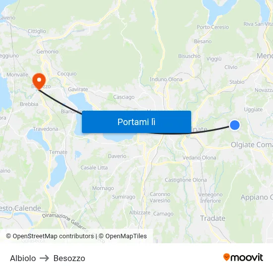 Albiolo to Besozzo map