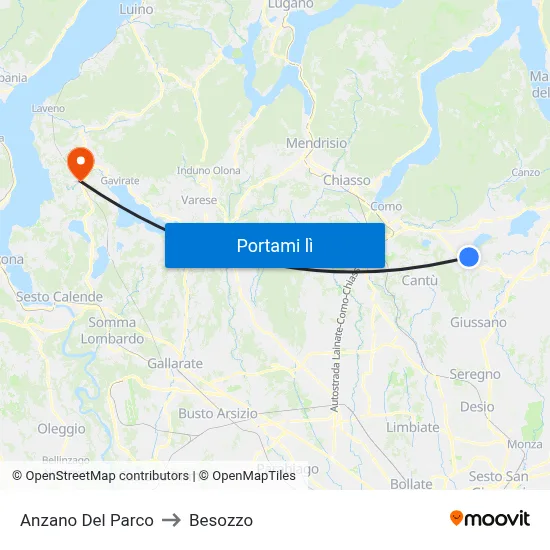 Anzano Del Parco to Besozzo map