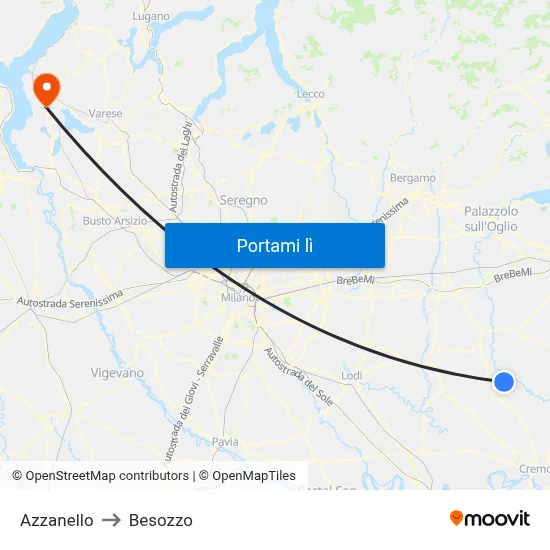 Azzanello to Besozzo map