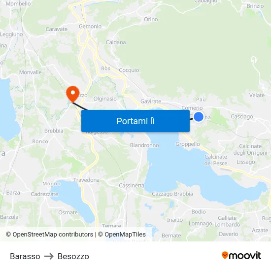 Barasso to Besozzo map