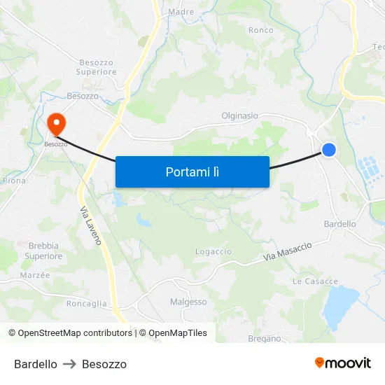 Bardello to Besozzo map