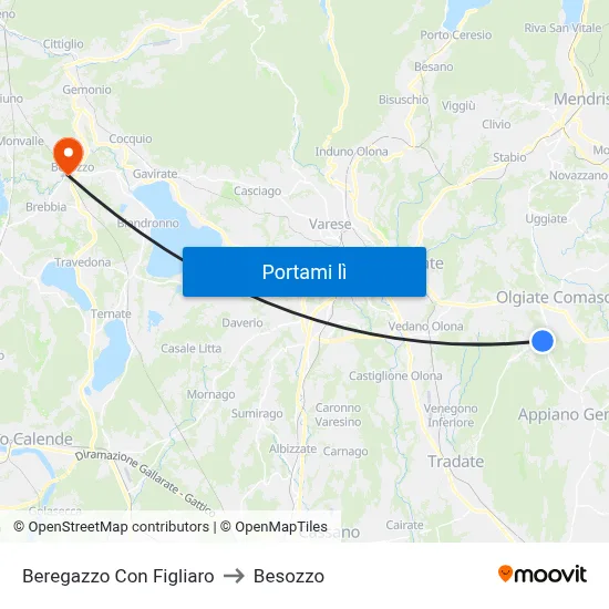 Beregazzo Con Figliaro to Besozzo map