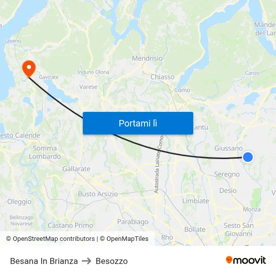 Besana In Brianza to Besozzo map