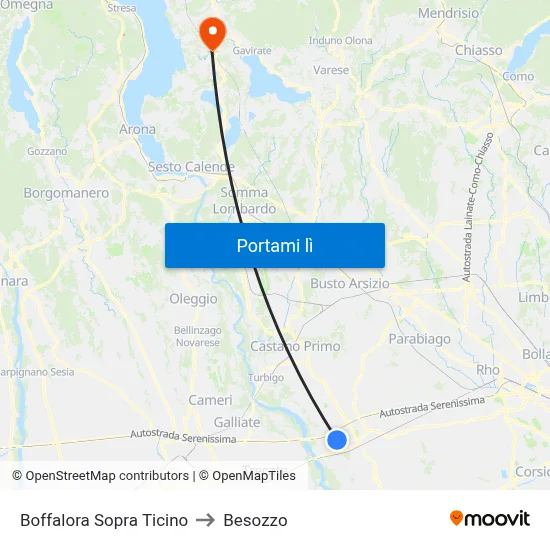 Boffalora Sopra Ticino to Besozzo map