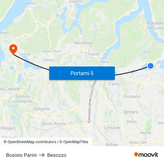 Bosisio Parini to Besozzo map
