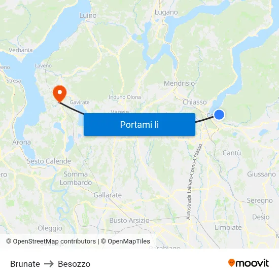 Brunate to Besozzo map