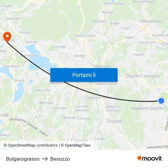 Bulgarograsso to Besozzo map