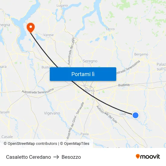 Casaletto Ceredano to Besozzo map