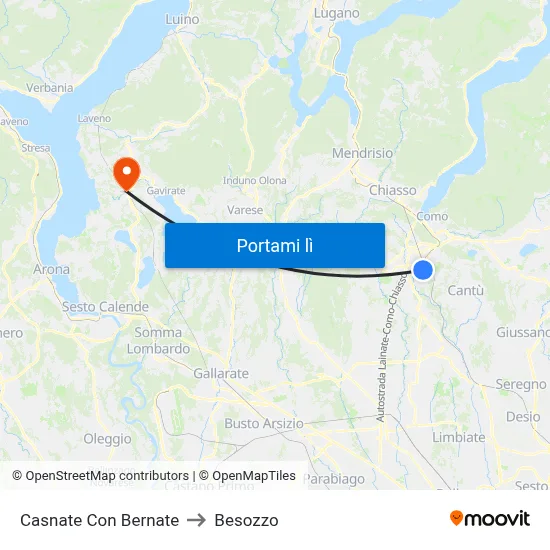 Casnate Con Bernate to Besozzo map