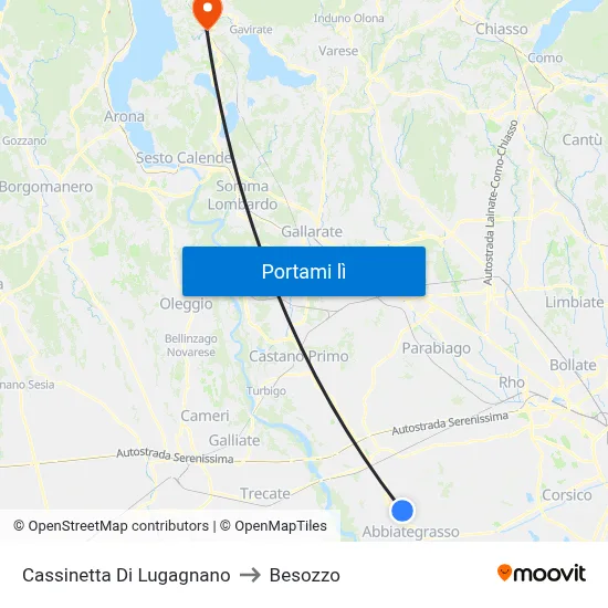 Cassinetta Di Lugagnano to Besozzo map