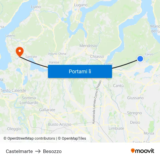 Castelmarte to Besozzo map