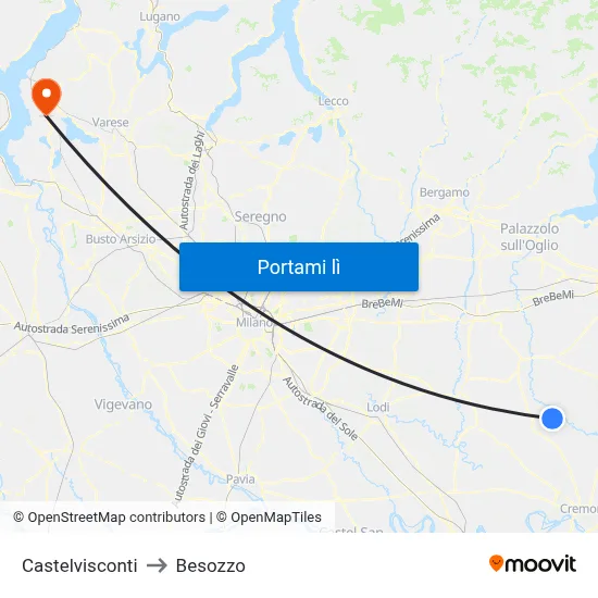Castelvisconti to Besozzo map