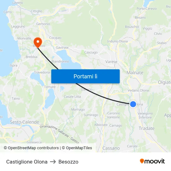 Castiglione Olona to Besozzo map