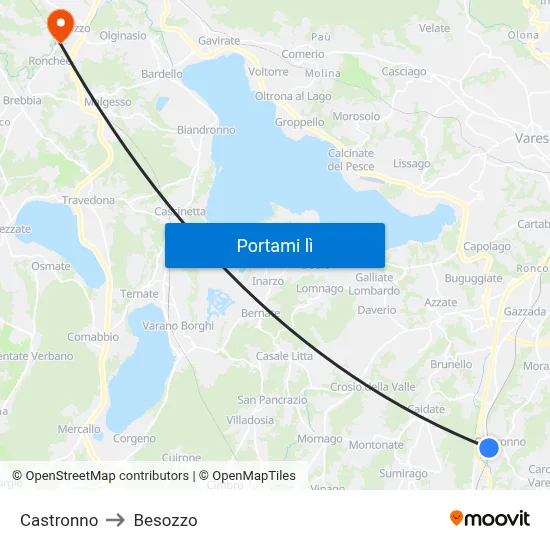Castronno to Besozzo map