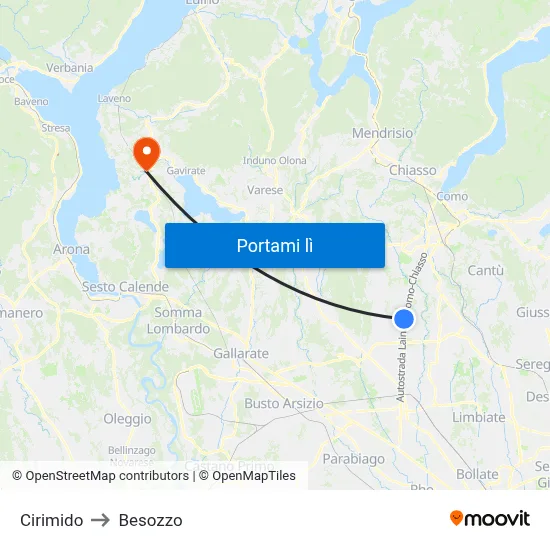 Cirimido to Besozzo map
