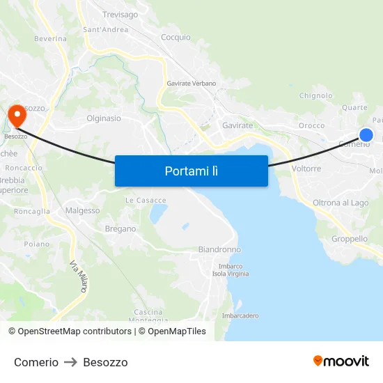 Comerio to Besozzo map
