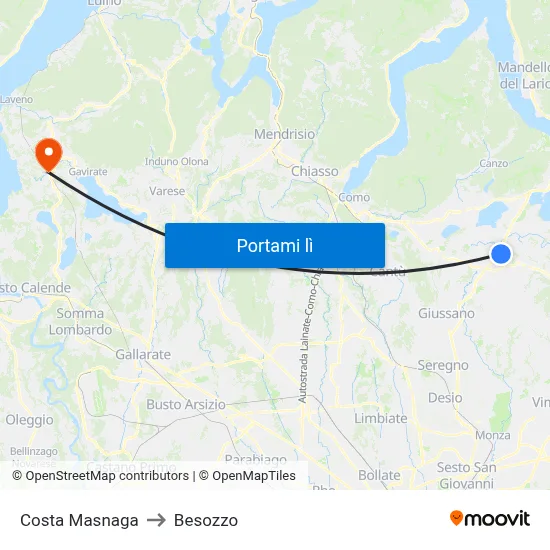 Costa Masnaga to Besozzo map