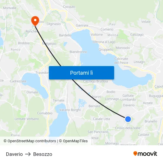 Daverio to Besozzo map