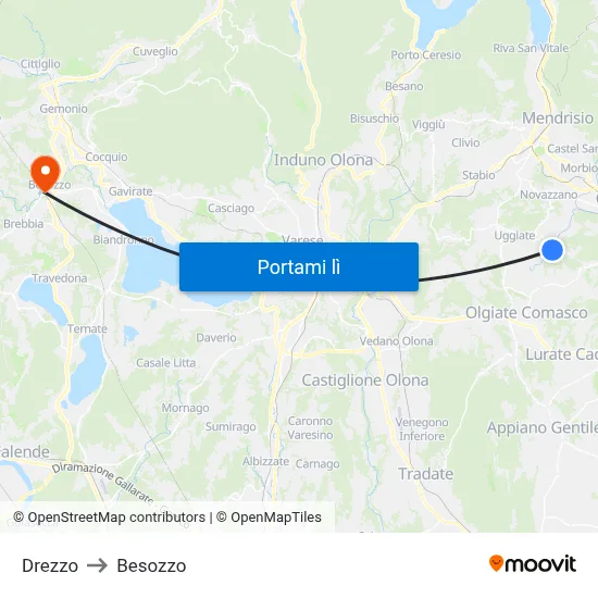 Drezzo to Besozzo map