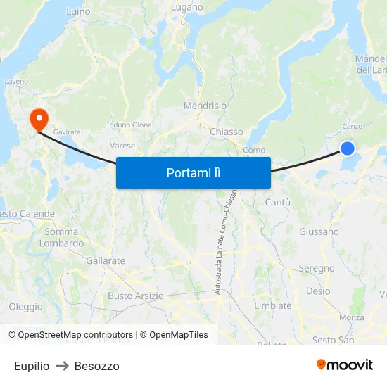 Eupilio to Besozzo map