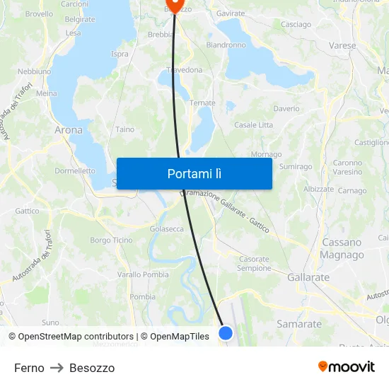 Ferno to Besozzo map