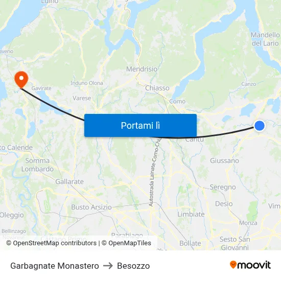 Garbagnate Monastero to Besozzo map