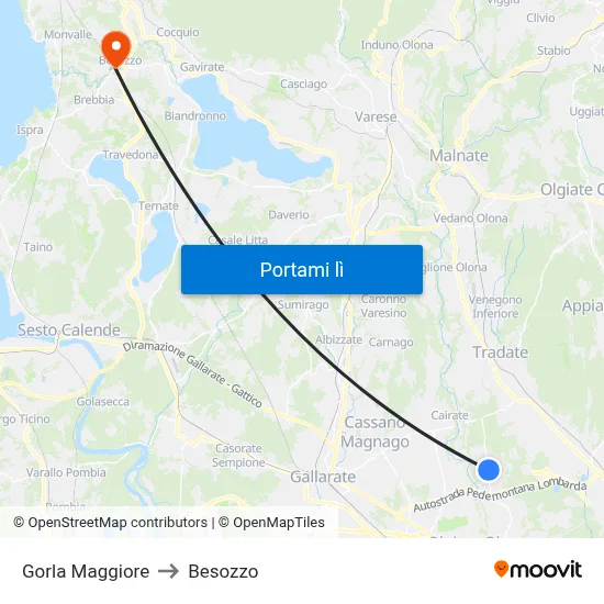 Gorla Maggiore to Besozzo map